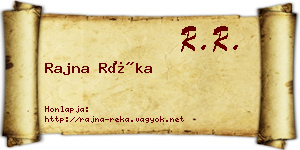 Rajna Réka névjegykártya